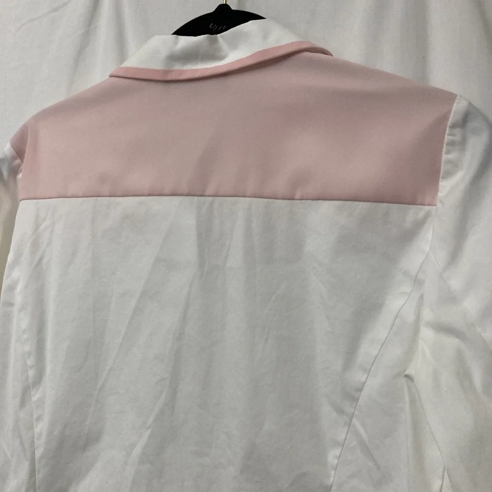 Lafayette‎ 148 White Long Sleeve Button-Up w/Pink Accents on Yoke & Wrist - SZ 8 - Picture 6 of 11